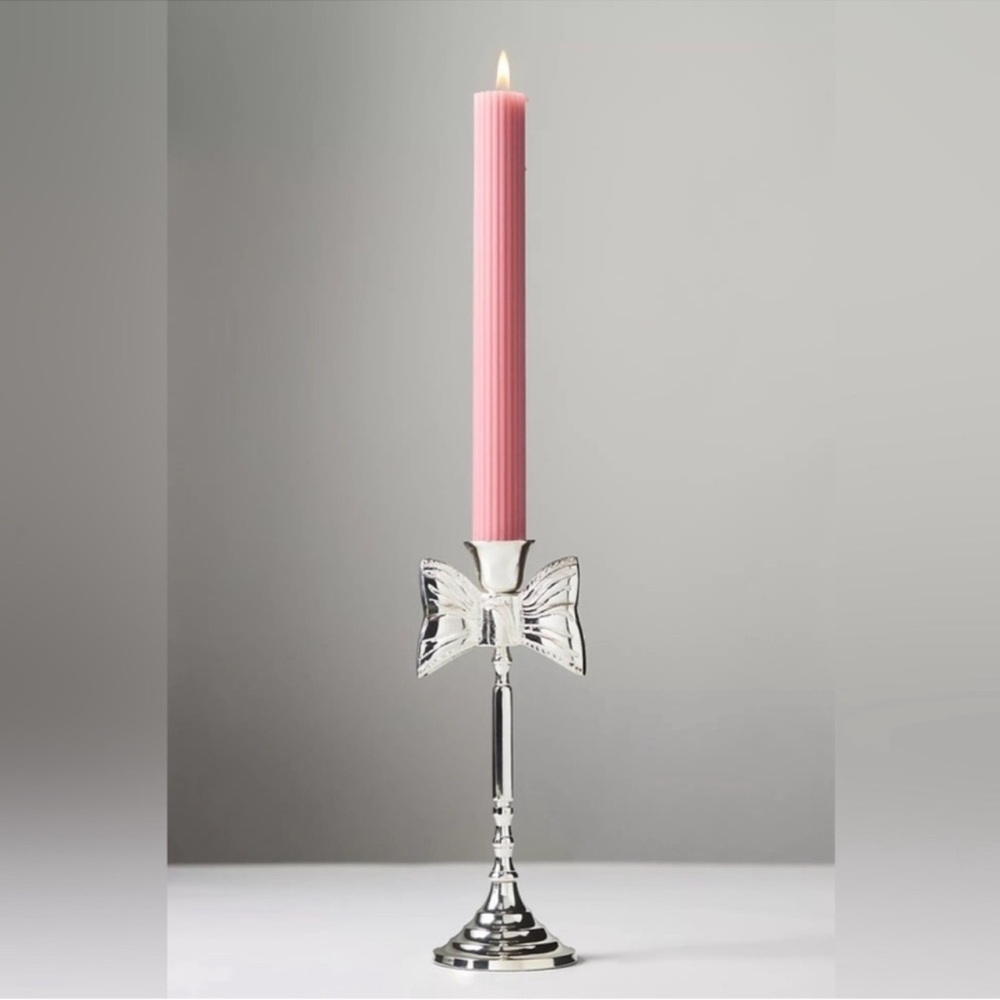 Anthropologie Silver Bow Candle Holder